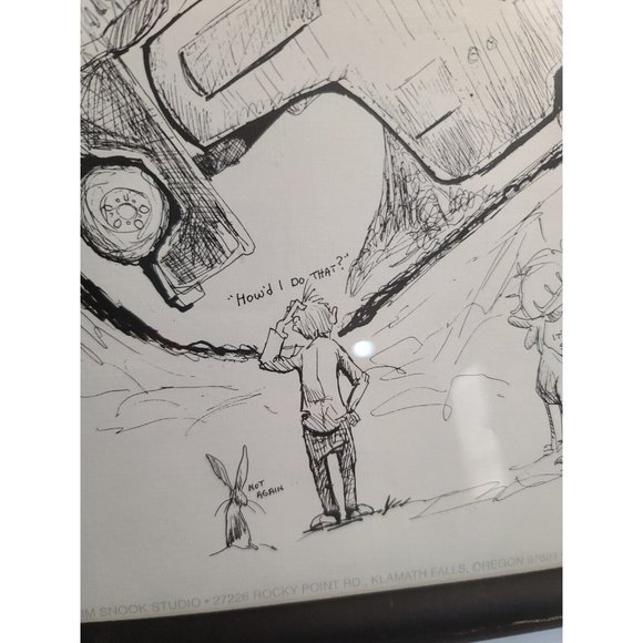 Jim Snook 1993 Truck stuck camper Signed Print 17"X11"  in frame - Picture 9 of 12